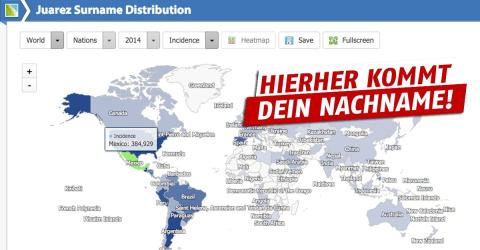 Auf diesem Ahnenportal kannst Du sehen, wie oft es Deinen Namen